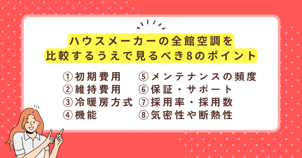 ハウスメーカーの全館空調を比較するうえで見るべき8のポイント